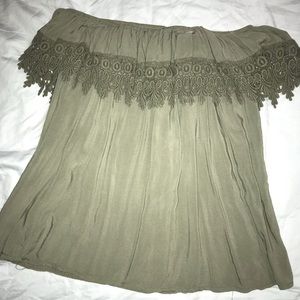 Off-Shoulder green top (not cropped)